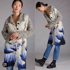 Anthropologie Aldo Martins Ocean Funnel Neck Sweater Coat M ❗️